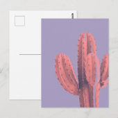Paarse Cactus Succulent Foto van Bright Neon Pink Briefkaart (Voorkant / Achterkant)