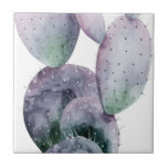 Paarse Cactus Tegeltje<br><div class="desc">"Paarse Cactus I" van Grace Popp. Biedt een paarse waterverf cactus tegen een witte achtergrond.</div>