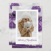 Paarse cadeau met handschrift kerstkaarten feestdagenkaart (Voorkant / Achterkant)