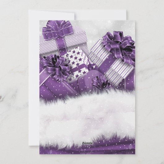 Paarse cadeau met handschrift kerstkaarten feestdagenkaart (Achterkant)