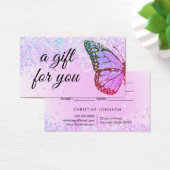 paarse cadeaukaart voor glitter vlinder visitekaartje (Bureau)