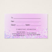 paarse cadeaukaart voor glitter vlinder visitekaartje (Achterkant)