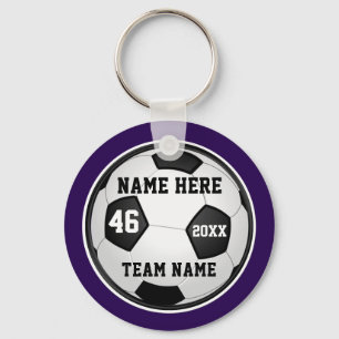 Paarse cadeautjes van het Soccer Team of Uw KLEURE Sleutelhanger