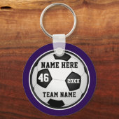Paarse cadeautjes van het Soccer Team of Uw KLEURE Sleutelhanger (Voorkant)
