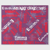 Paarse cadeauverpakking gepersonaliseerd, sneeuwvl cadeaupapier (Vlak)