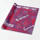 Paarse cadeauverpakking gepersonaliseerd, sneeuwvl cadeaupapier (Uitgerold)