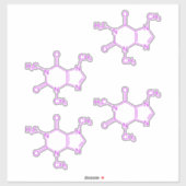Paarse cafeïnemolecuulpatroon sticker (Vel)