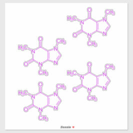 Paarse cafeïnemolecuulpatroon sticker