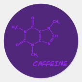 Paarse Caffeine Molecule Sticker (Voorkant)