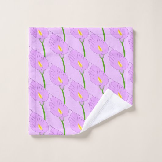 Paarse Cala Lily Design Bad Handdoek (Wasdoekje)