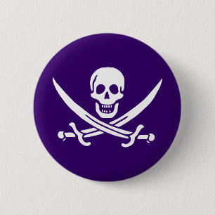 Paarse Calico Jack Ronde Button 5,7 Cm