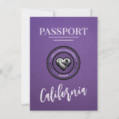 Paarse Californische paspoort Bewaar de datum Save The Date (Voorkant)