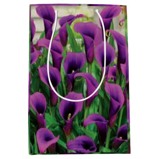 Paarse Calla lileugens Medium Cadeauzakje (Voorkant)