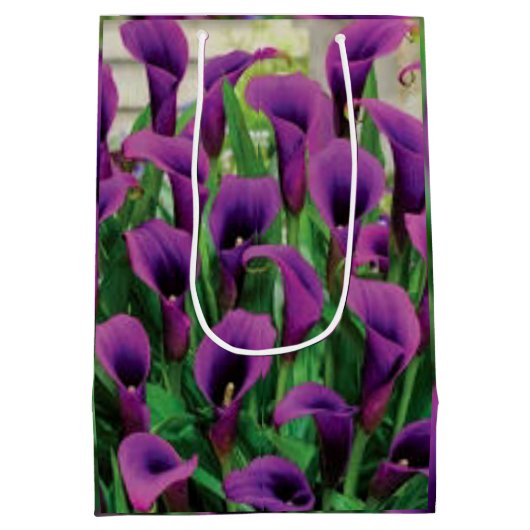 Paarse Calla lileugens Medium Cadeauzakje (Achterkant)