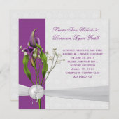 Paarse Calla Lilies White Damask Post Wedding Kaart (Voorkant / Achterkant)