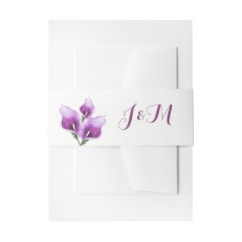Paarse Calla Lillies Monogram Bloemen Bruiloft Uitnodigingen Wikkel