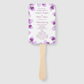 Paarse Calla Lily Bloemen Trouwceremonie Programma Handwaaier (Voorkant)