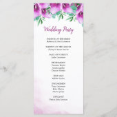 Paarse Calla Lily Bloemen Trouwceremonie Programmakaart (Achterkant)