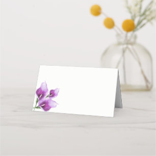 Paarse Calla Lily Bloemen Waterverf Bruiloft Plaatskaartje