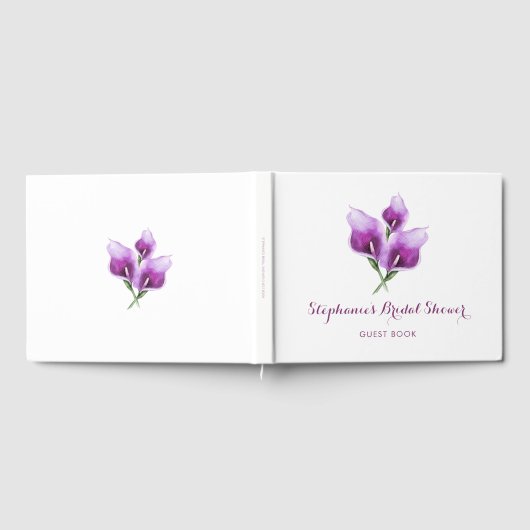 Paarse Calla Lily Bloemen Waterverf Vrijgezellenfe Gastenboek (Volledig)