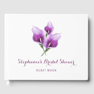 Paarse Calla Lily Bloemen Waterverf Vrijgezellenfe Gastenboek