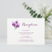 Paarse Calla Lily Floral bruiloft receptie Informatiekaartje (Staand voorkant)