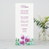 Paarse Calla Lily Waterverf Bloemenmenu Menu (Staand voorkant)