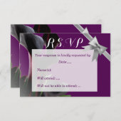 Paarse Calla Lily Wedding RSVP Kaartje (Voorkant / Achterkant)