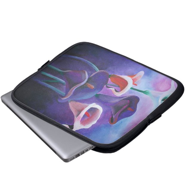 Paarse Callas Lila en Paarse kunst Laptop Sleeve (Voorkant onderkant)