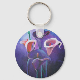 Paarse Callas Lila en Paarse kunst Sleutelhanger