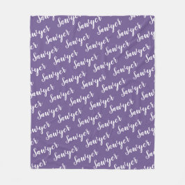 Paarse Calligrafie Gepersonaliseerde Herhalende Na Fleece Deken