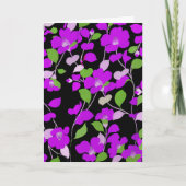 PAARSE CAMELLIAS, WITTE GROENEN LATEN ZWARTE VORM FEESTDAGEN KAART (Voorkant)