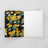 PAARSE CAMELLIAS, WITTE GROENEN LATEN ZWARTE VORM FEESTDAGEN KAART (Binnen)