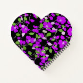 PAARSE CAMELLIAS, WITTE GROENEN LATEN ZWARTE VORM NOTITIEBOEK (Achterkant)