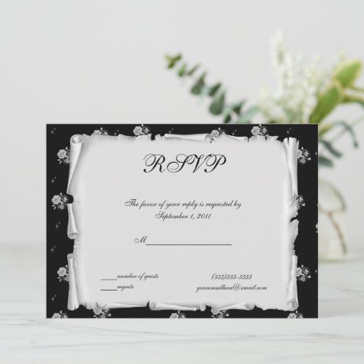 Paarse Cameo Roos Steampunk Gothic RSVP Kaart (Staand voorkant)