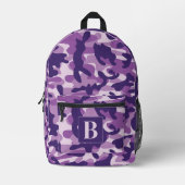 Paarse Camo Gepersonaliseerde Girly Monogram Camou Bedrukte Rugzak (Voorkant)