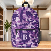 Paarse Camo Gepersonaliseerde Girly Monogram Camou Bedrukte Rugzak