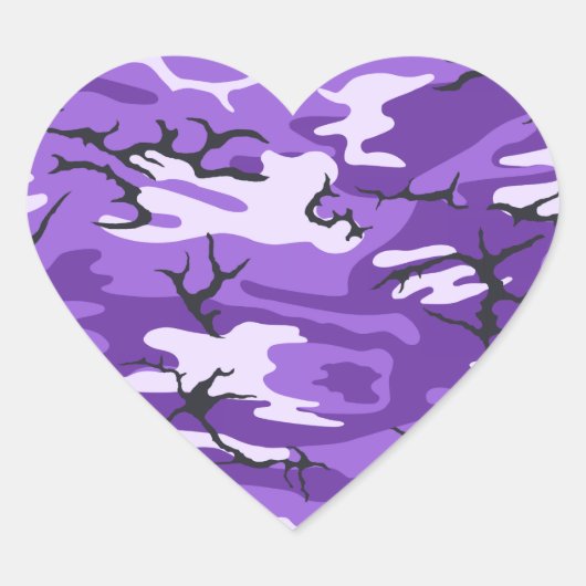Paarse Camo Hart Sticker (Voorkant)