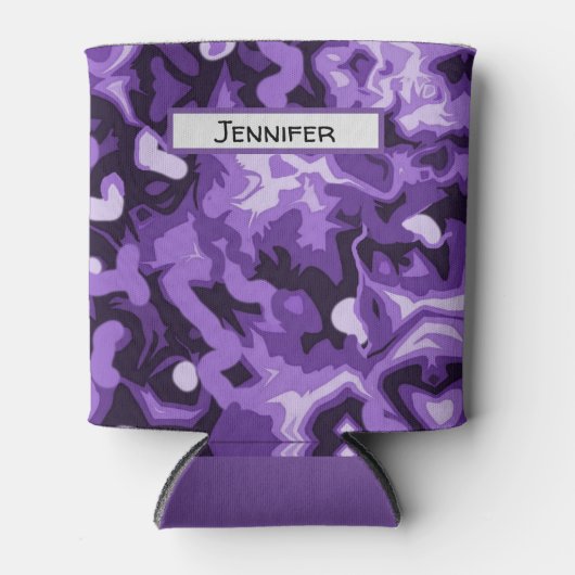 Paarse camo kan flessenkoeler kous stuffer blikjeskoeler (Voorkant)