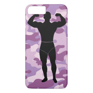 Paarse Camo met Bodybuilder Iphone Case