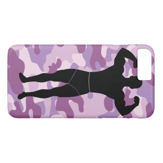 Paarse Camo met Bodybuilder Iphone Case (Achterkant (Horizontaal))