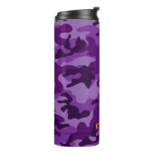 Paarse Camo Sport Moderne Oranje NAAM Reizen Thermosbeker (Gedraaid links)