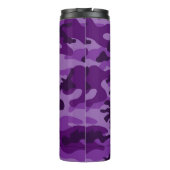 Paarse Camo Sport Moderne Oranje NAAM Reizen Thermosbeker (Achterkant)