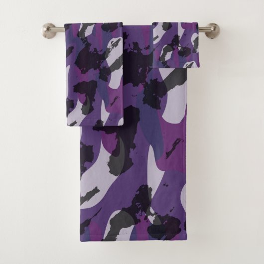 Paarse Camouflage Abstract Bad Handdoek (Insitu)
