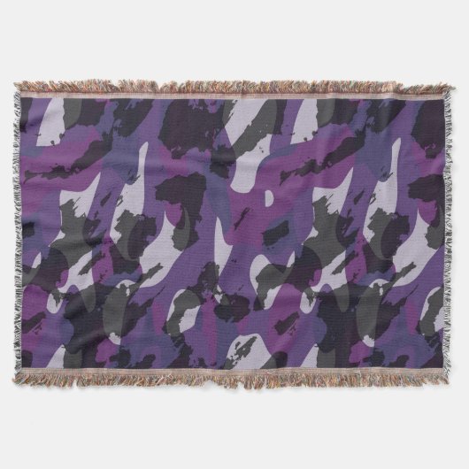 Paarse Camouflage Abstract Deken (Voorkant)