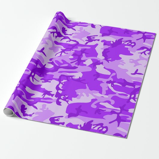 Paarse Camouflage  Cadeaupapier (Uitgerold)