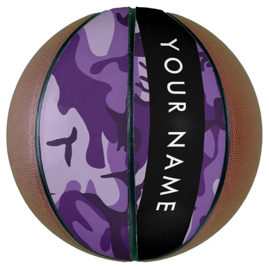 Paarse Camouflage Jouw naam personaliseren Basketbal (Verticaal)
