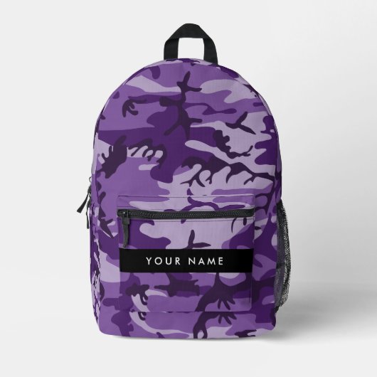 Paarse Camouflage Jouw naam personaliseren Bedrukte Rugzak (Voorkant)