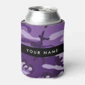 Paarse Camouflage Jouw naam personaliseren Blikjeskoeler (Blikje Voorkant)