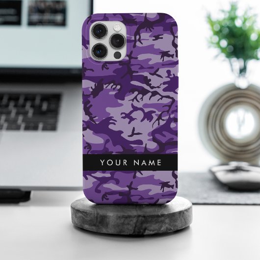Paarse Camouflage Jouw naam personaliseren Case-Mate iPhone Case
